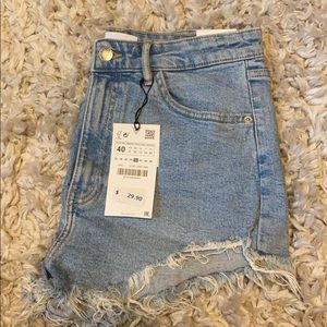 Zara High Waist Denim Shorts Size 8
